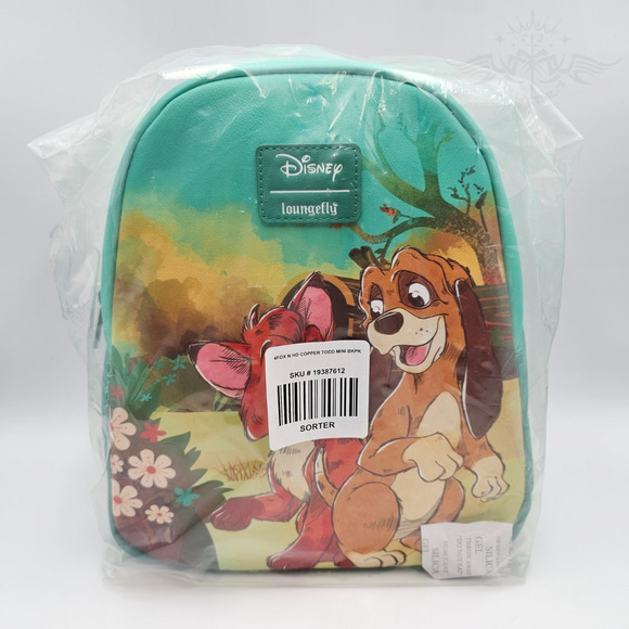 Loungefly Disney The Fox And The Hound Duo Friends Green Mini Backpack Bag New - Picture 8 of 8